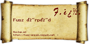 Fusz Árpád névjegykártya